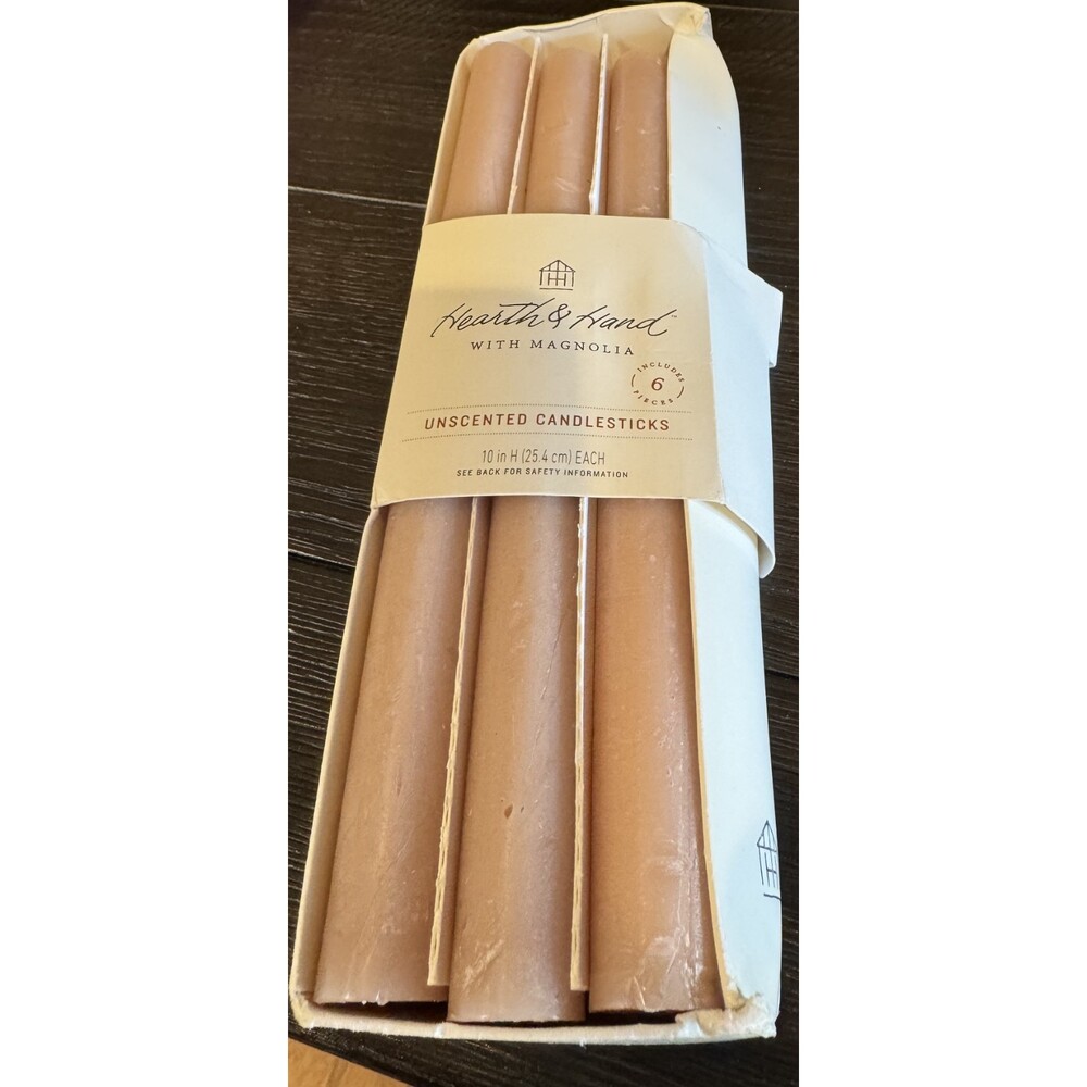 Hearth & Hand Magnolia Unscented Tan Candlesticks Set 6